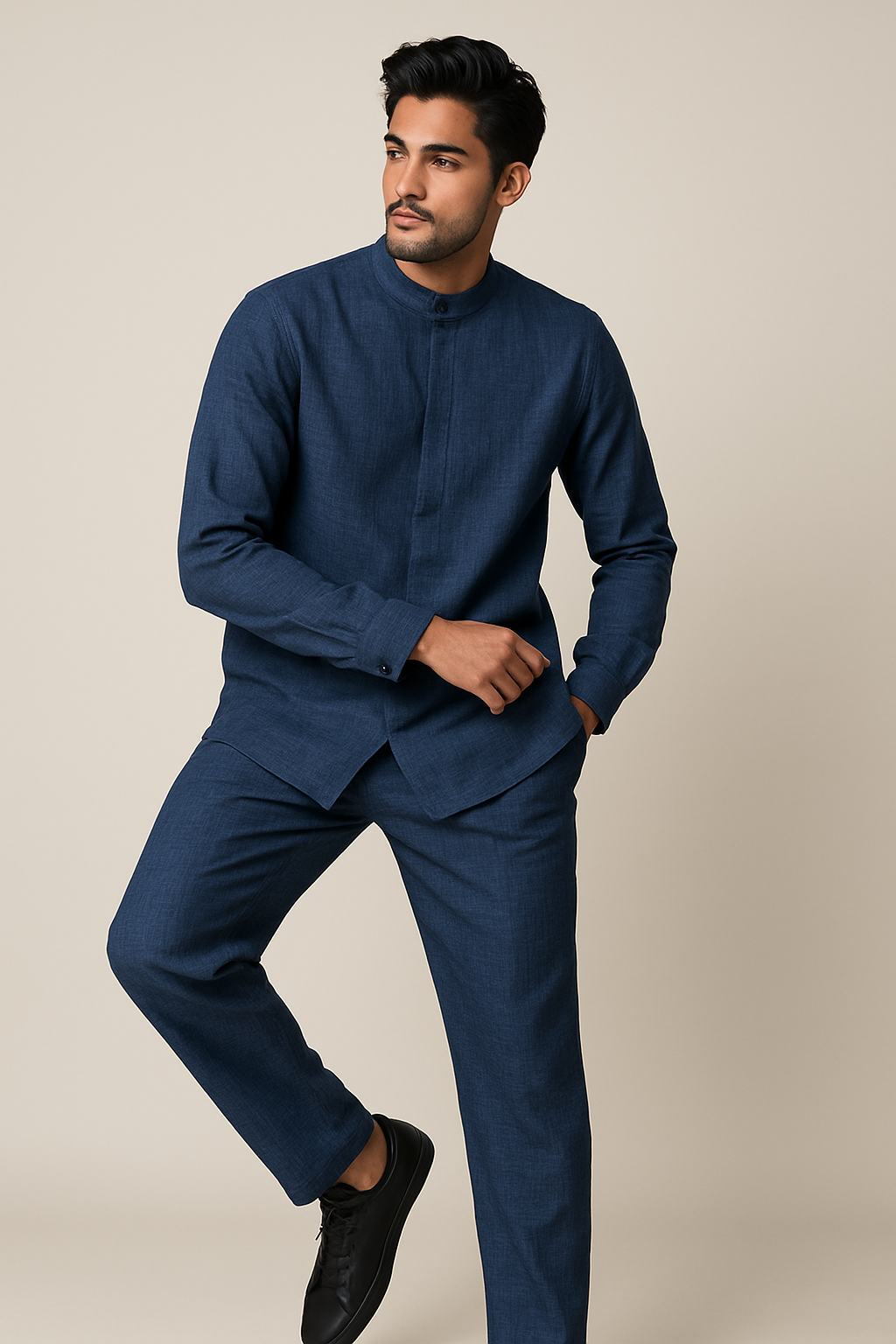 Mono Flow imported merino lenin Relaxed fit cordset