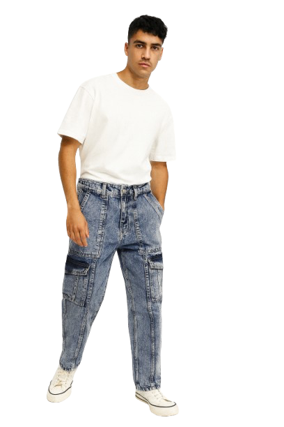 Acid Wash Utility Cargo Jeans – D dot clothing