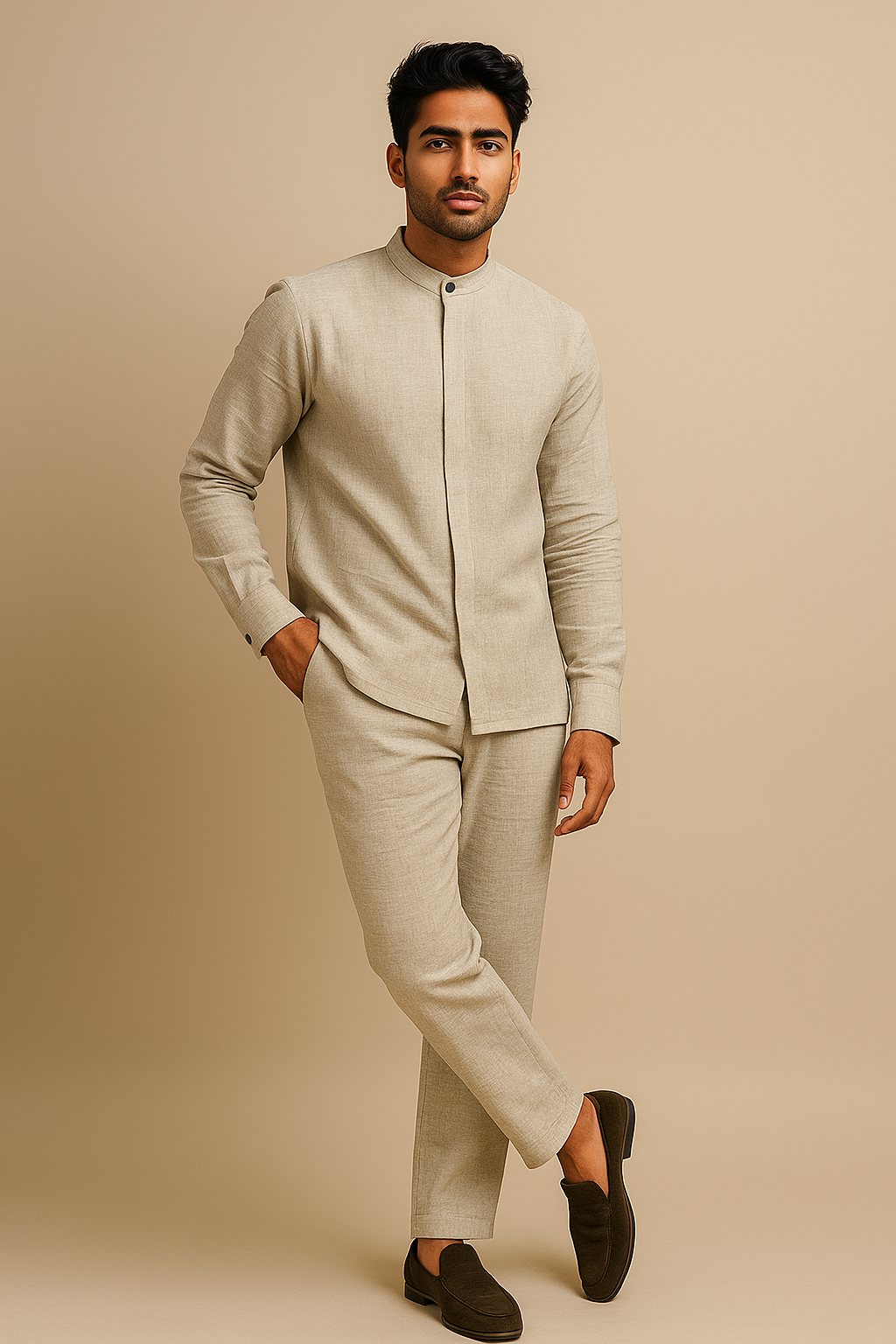 Mono Flow imported merino lenin Relaxed fit cordset