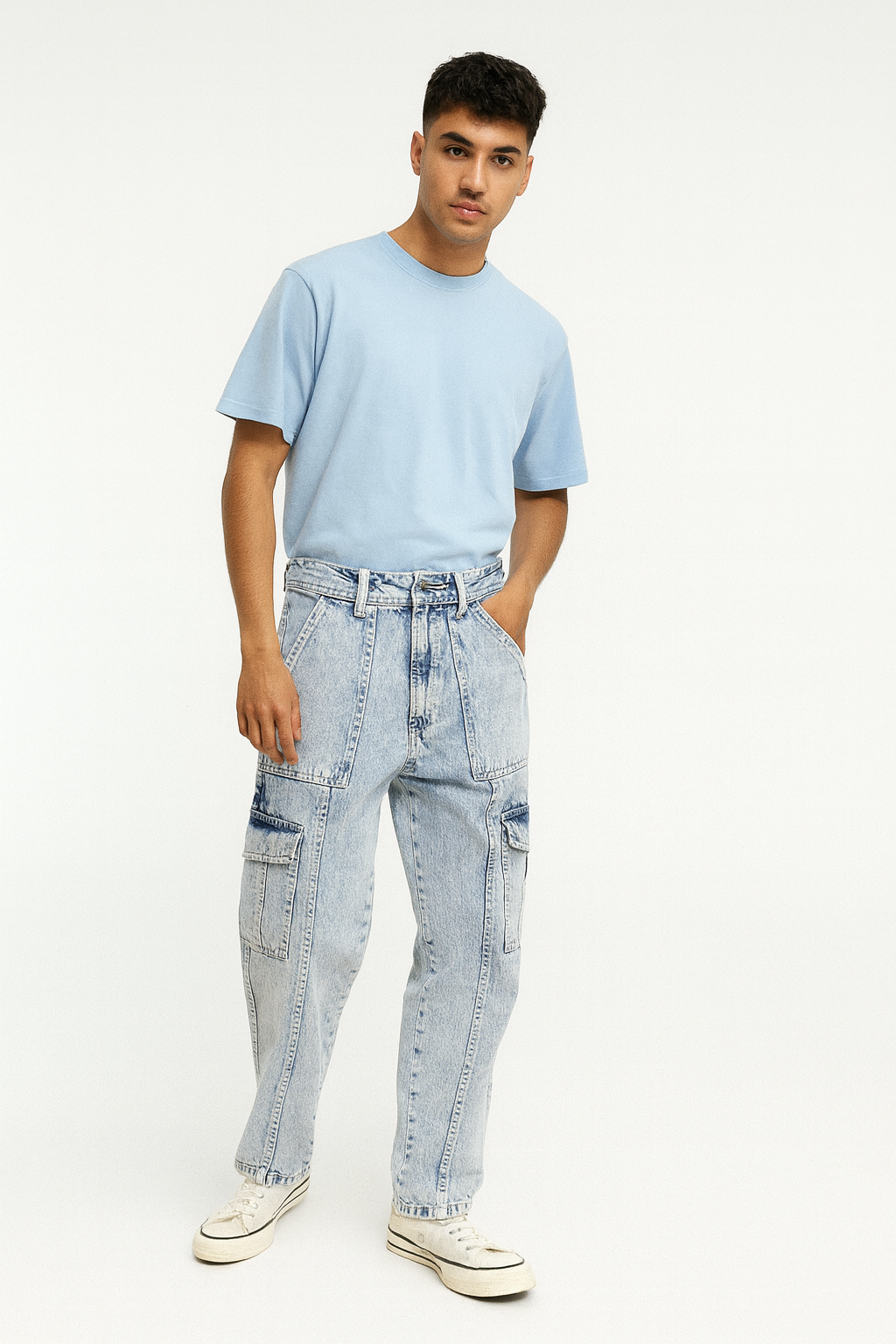 Acid Wash Utility Cargo Jeans – D dot clothing