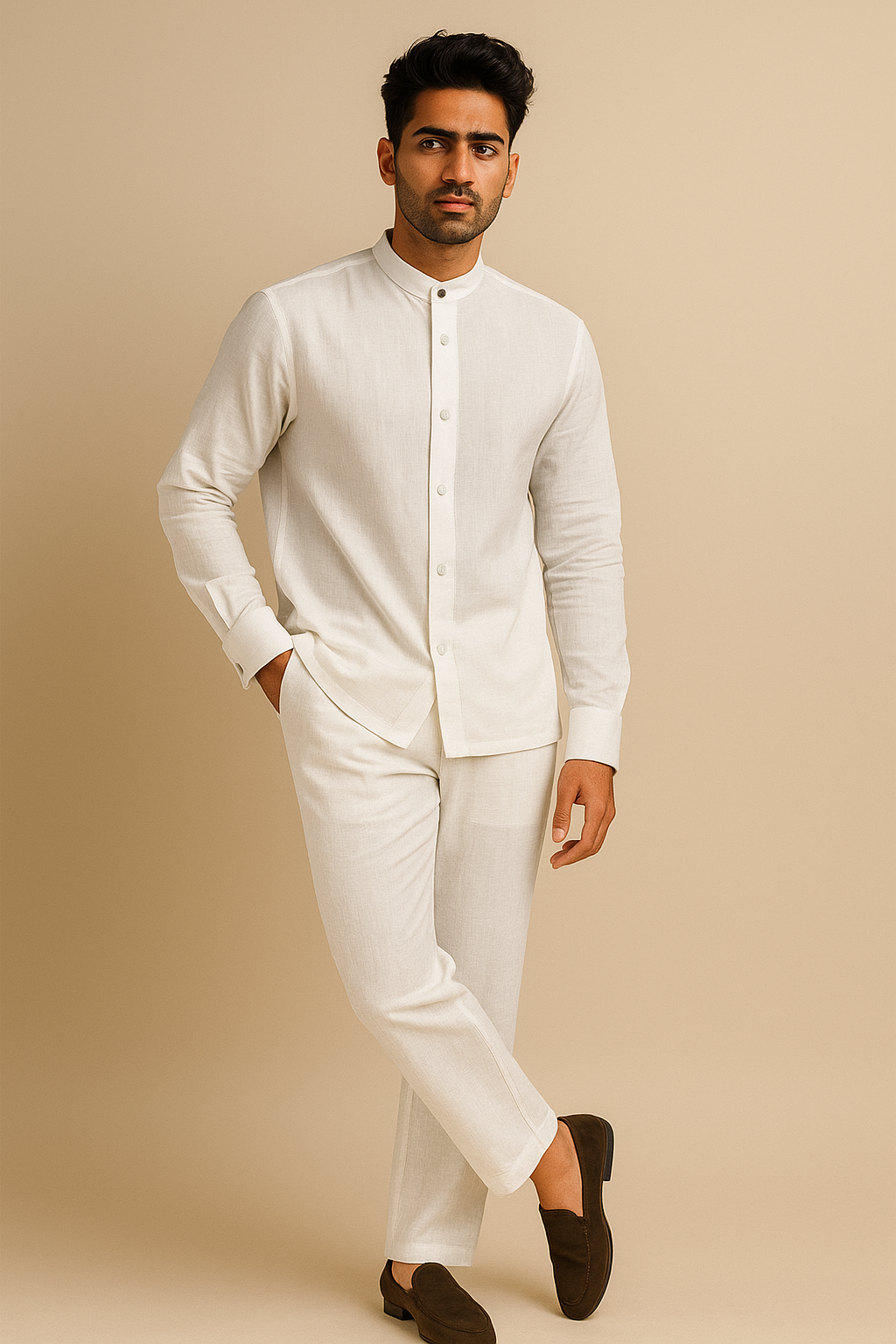 Mono Flow imported merino lenin Relaxed fit cordset